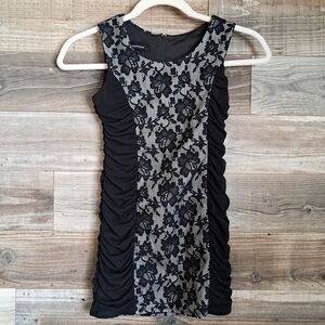 Amy's Closet Black and Gray Floral Lace Mini Dress